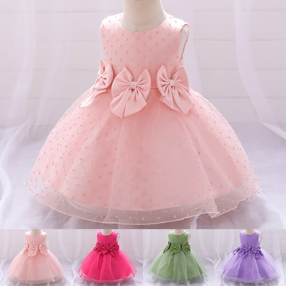 Toddler Dresses Infant Sleeveless Bowknot Mesh Christening Pageant Dress Dress for Girls Green 3-6 Months