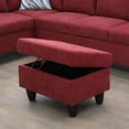 thumbnail image 4 of Flannel Storage Ottoman Bench, Storage Chest, Foot Rest Stool, Red, 4 of 8