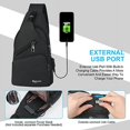 thumbnail image 3 of Bolso de hombro para hombre, bolso de pecho con puerto de carga USB y auriculares, mochila de viaje para hombre y mujer, 3 of 5