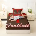 thumbnail image 4 of jejeloiu Boys Ball Sport GamingTwin Sheet Sets For Football Gamer,Red Brown Personalized Initial T Bedding For Kids,3 Pieces, 4 of 6