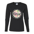 thumbnail image 3 of Floral Nurse Appreciation Pop Culture Womens Graphic Long Sleeve T-Shirt, Black, XX-Large, 3 of 5