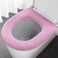 thumbnail image 3 of HomeDM Bathroom Toilet Seat Cover Pads, Pink Soft Comfortable Toilet Seat Cushion Cover Easy Installation Cushioned Lid Covers Reusable Warmer Cover Pads, 3 of 5