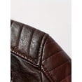 thumbnail image 4 of Warm Fleece Classic Design PU Bomber Jacket, Men's Casual Zip Up Lapel Faux Leather Jacket For Fall Winter, 4 of 5