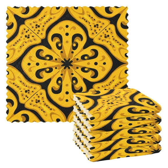 6 Pieces of Kitchen Towels 11x11Inch Kitchen Dish Cloths Kitchen Dish Towels Reuseable Cleaning Cloths Yellow