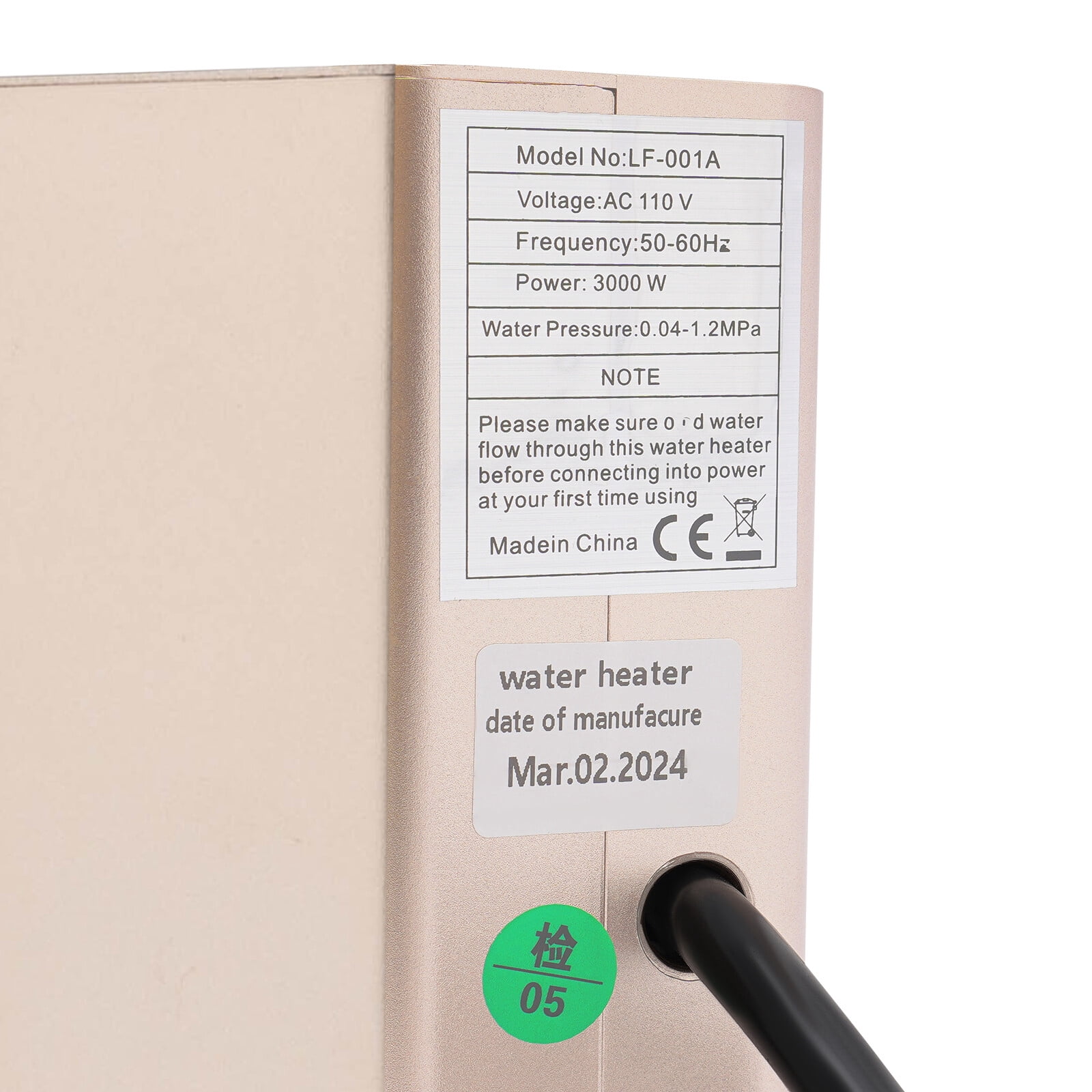 Electric Instant Hot Water Heater, Electric Tank Water Heater Warmer Tank Bathroom Shower, Waterproof Quick Heating Shower for Bathroom Kitchen