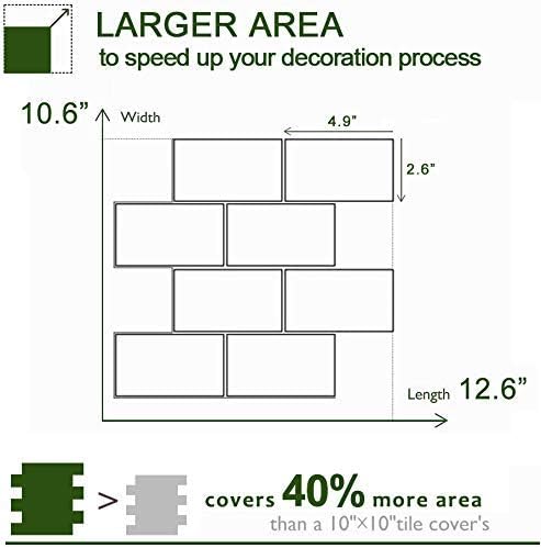10-Sheet Peel and Stick Subway Tile, Stick-On Tiles Backsplash for Kitchen & Bathroom in White – Thicker Design