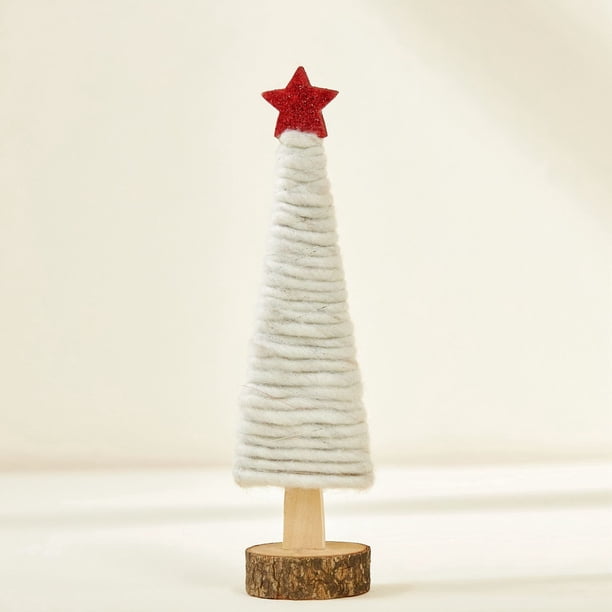 Adornos de escritorio para árbol de Navidad - Mini set de decoración de fieltro de lana de 8 piezas para la repisa, estantes y consola