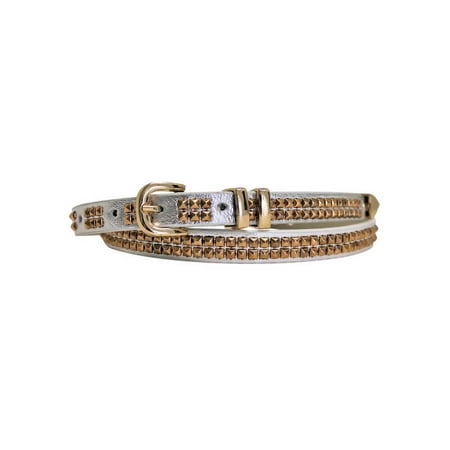 - Double Row Gold Studded Skinny Belt