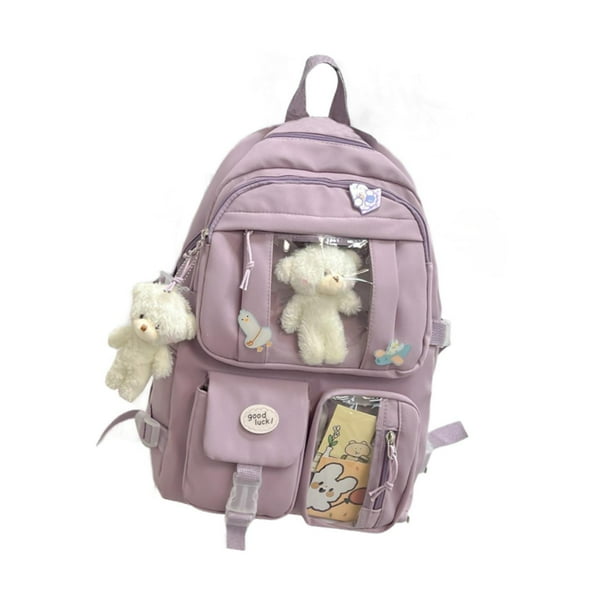 Mochila para niñas, trabajo, diario, viajes, regreso a clases, linda mochila escolar, informal, grande púrpura