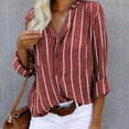thumbnail image 2 of Blouses Button-Down Shirts for Women Long Sleeve Autumn And Winter Casual Loose Print Striped V-neck Shirt Tops, 2 of 6