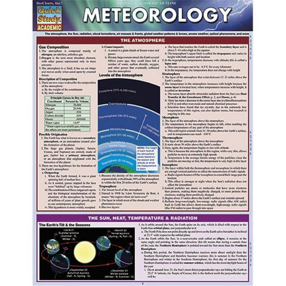 BarCharts 9781423216483 Meteorology Quickstudy Easel