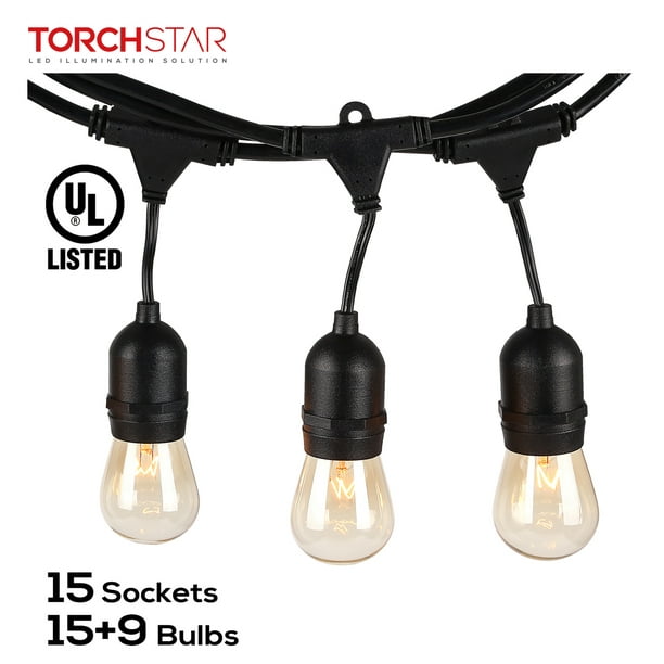 24 Bulbs Included Hanging Lights, Outdoor String Light Sockets