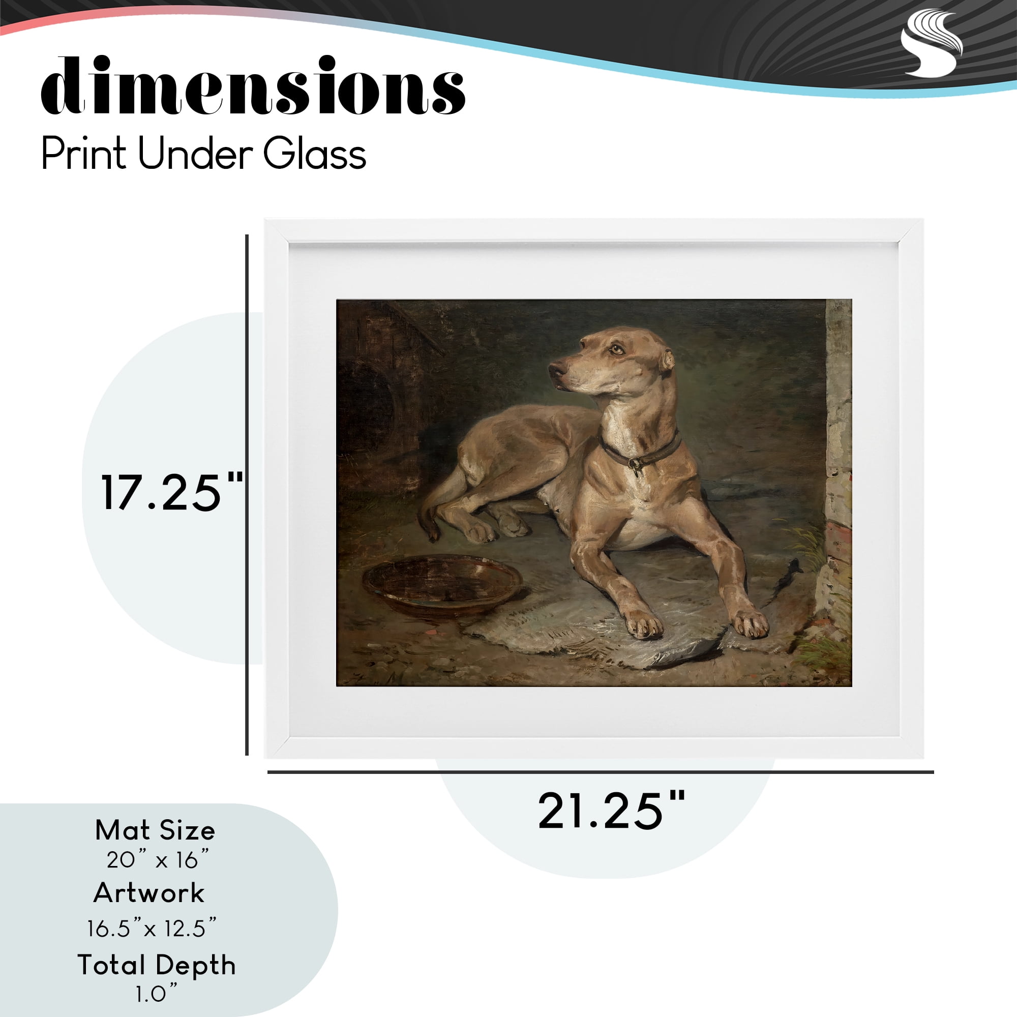 Stupell Industries Historical Dog & Bowl White Framed Print Under Glass, design by Lil' Rue