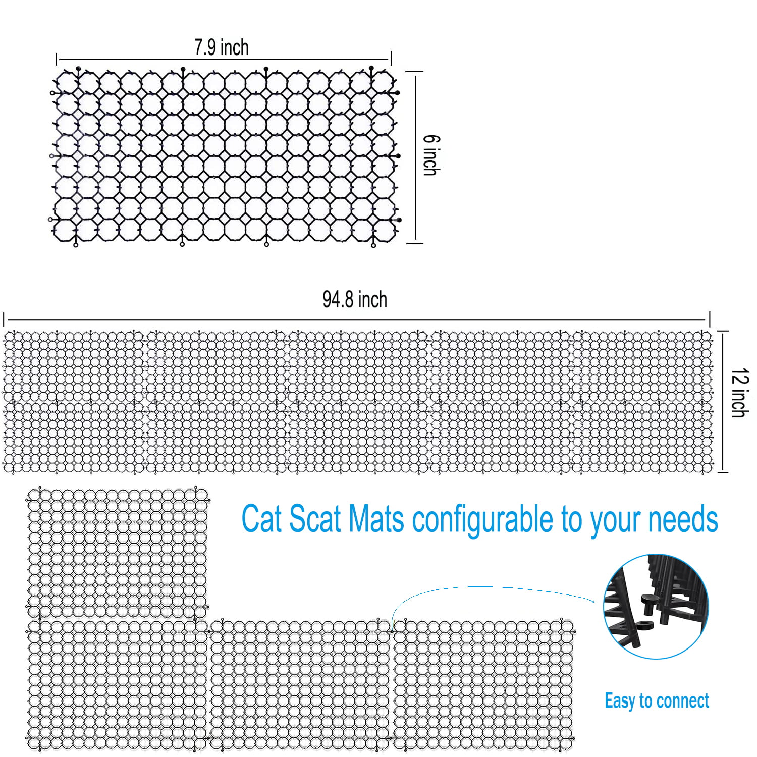 Cat Deterrent Scat Mat for Cats - Cat Spike Mat (Set of 10, Grey) 16.5 x  13.4 Inch with 1 Inch Spikes is A Perfect Cat Repellent Indoor & Outdoor  for