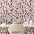 thumbnail image 3 of Ambesonne Mushroom Peel & Stick Wallpaper for Home, Sketch Woodland Design, 13"x36", Vermilion Pale Grey, 3 of 6