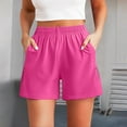 thumbnail image 2 of QIJIE Women's Bermuda Shorts Jersey Shorts with Deep Pockets 17" Long Shorts for Women Lounge Walking Athletic Hot Pink Hot Pink #51, 2 of 7