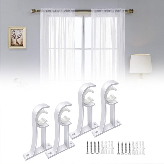 Aluminum Alloy Curtain Rod Brackets for Top & Side Mounting,Set of 4 Heavy Duty Window Hardware