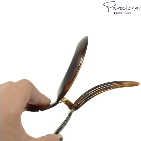 Parcelona French Large Round Shell Hair Side Slider Secure Grip Hinge Claw Clip