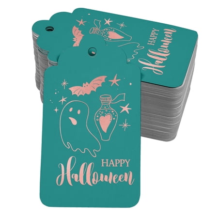Inkdotpot Happy Halloween Halloween Bottle Tag Real Rose Gold Foil Favor Hang Tags 100 Pack