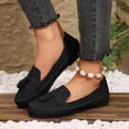 thumbnail image 2 of Pandaie Loafers for Women Comfortable Suede Tassel Walking Slip on Flats Shoes Lightweight Business Casual Work Penny Loafer Black Size 9.5, 2 of 9