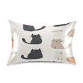 thumbnail image 7 of Yayeee Pillowcase Standard Size Set of 2 Satin Wrinkle Resistant Pillow Case, Cute Cartoon Cats, 7 of 7