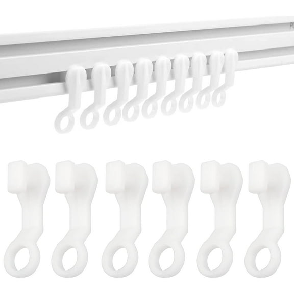 100 pcs Curtain Hooks Plastic White Gliders Curtain Track Gliders Hooks Curtain Rail Track Gliders Hooks for Curtain Rail Track