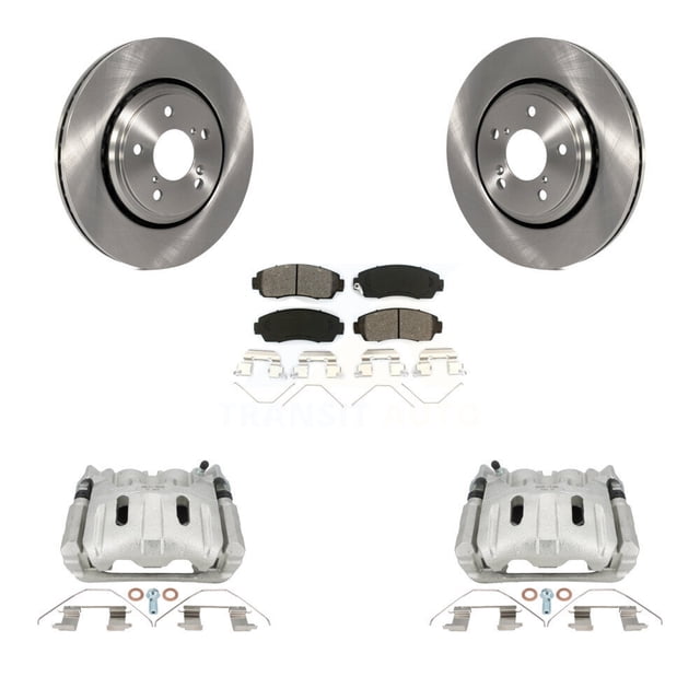Transit Auto Front Disc Brake Caliper Rotors and Semi-Metallic Pads Kit for Car 2015-2017 Honda Odyssey KC8-101284S