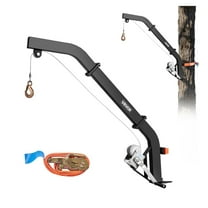 Deer Hoist for Hunting, 353 lbs Capacity - Game Winch Lift with Ratchet Strap - Heavy Duty Deer Hanger for Skinning, Cleaning, Field Dressing - Black