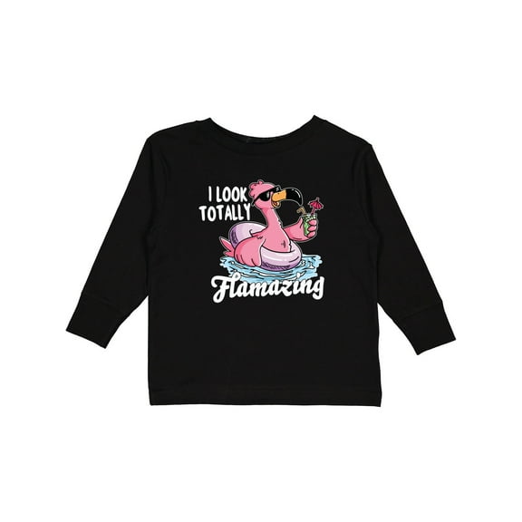 Inktastic I Look Totally Flamazing with Flamingo in Sunglasses Boys or Girls Long Sleeve Toddler T-Shirt