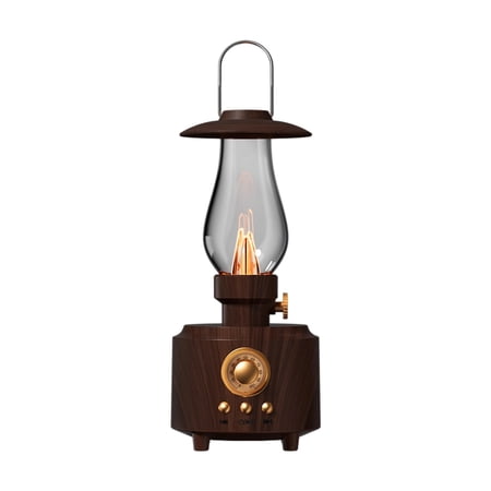 Bluetooth Speaker Vintage Kerosene Lamp Design FM Radio with LED Night Light Support TF Card USB AUX Input Portable Wireless Speaker for Indoor Outdoor Home Decor and Entertainment