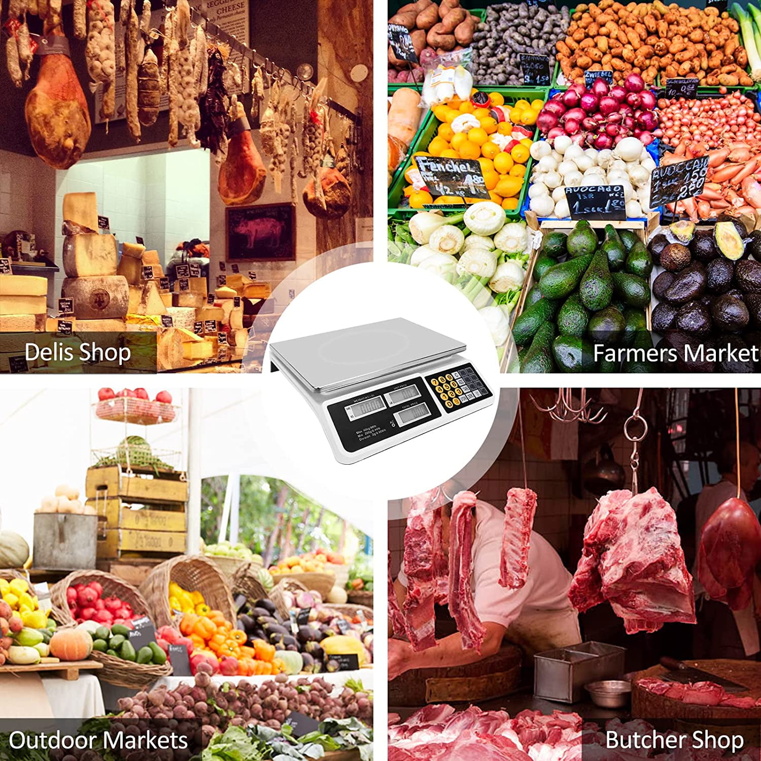 EAYSG Digital Commercial Food Scales 88lb/40kg Price Scale Food Produce Counting Weight Scale Dual LCD Display for Farmers Market, Retail Outlets, Meat Shop