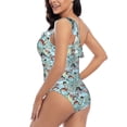 thumbnail image 4 of Gukieu pirate with funny animals Print One-shoulder Ruffled One-piece Swimsuit with Removable Chest Pads and Tummy-control Swimsuit for Women-Medium, 4 of 6