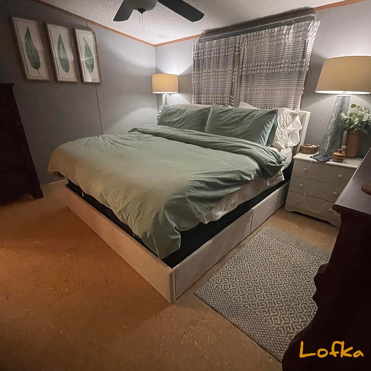 Lift Up  Bed Frame, Full Size Storage Bed Frame, No Box Spring Needed, Light Beige