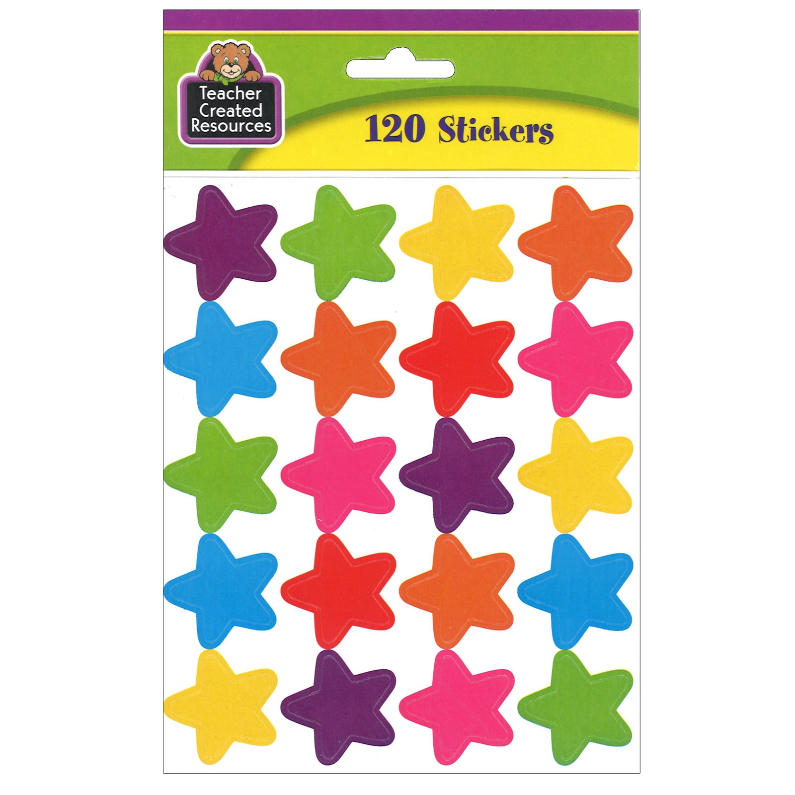 Teacher Created Resources Bright Stars Stickers (die cut star shape), 120 Per Pack, 12 Packs