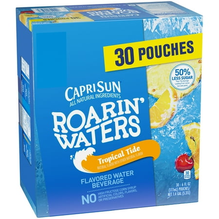 - Capri Sun Roarin' Waters Tropical Tide Flavored Water Beverage, 6 Fl. Oz., 30 Count
