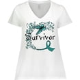 thumbnail image 3 of Inktastic Ovarian Cancer Survivor- butterfly ribbon Women's Plus Size V-Neck T-Shirt, 3 of 5