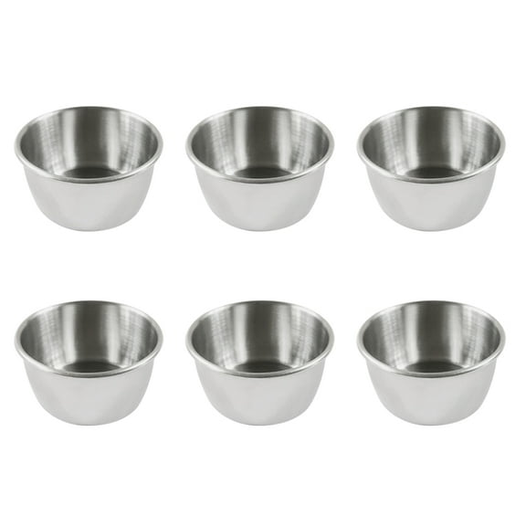 6PCS Stainless Steel Sauce Cups Reusable Tomato Sauce Container Dipping Bowl for Restaurant Home