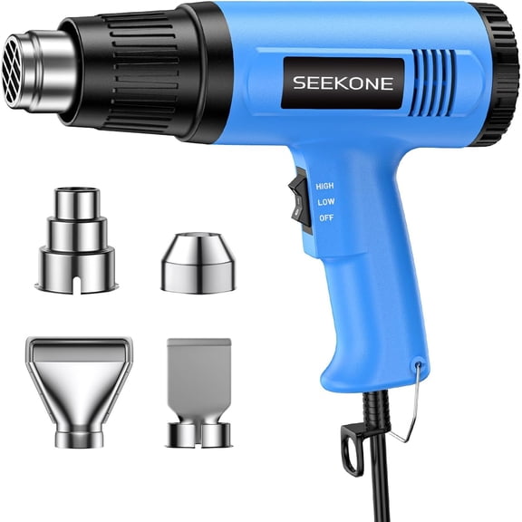 Heat Gun, 1800W Heavy Duty Hot Air Gun Kit Dual-temperature Setting 572℉&1112℉, Hot Heat Gun with Overheat Protection, 4 Nozzles Included, for Shrinking PVC, Stripping Paint, Crafts (5.2ft)