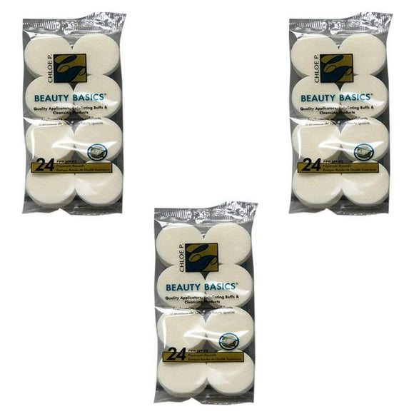 Beauty Basics Cosmetic Round Sponges (24 In 1 Pack) (Pack of 3)