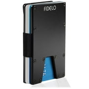 Fidelo Men's Minimalist Wallet - Slim RFID 3K Carbon Fiber, 2 Steel Clips, 2 Cash Bands - Black