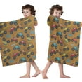 thumbnail image 4 of Brown Monster Cartoon Trucks Word Pattern Hooded Bath Towel，50"x30" for Ages 3 To 12 Kids, Quick Dry Lightweight Soft Microfiber Hood Beach Towel Cover Up for Kids, 4 of 7