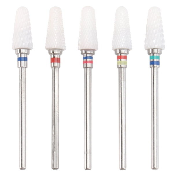 BRIGHTFUFU 5pcs Brocas para uñas Molinillo de cerámica Limas para uñas Juego de cabezal de lijado Color aleatorio