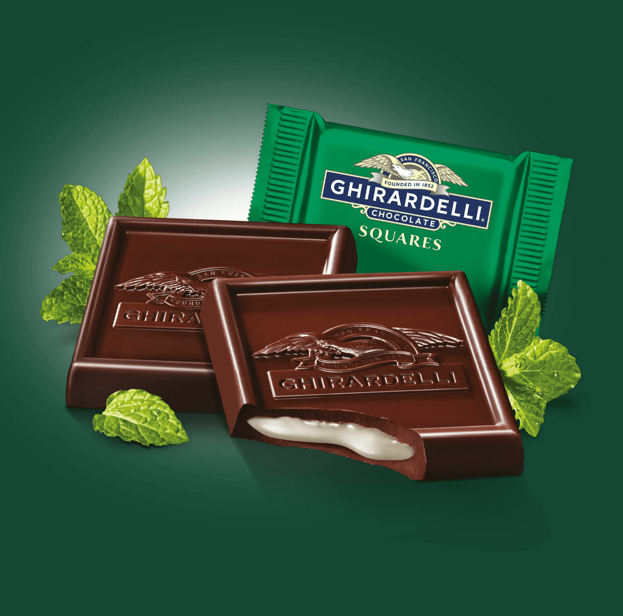 Ghirardelli Dark Chocolate Mint Square, 5.32 oz - Case of 6