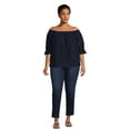 thumbnail image 5 of Terra & Sky Women's Plus Size Off The Shoulder Eyelet Top, 5 of 7
