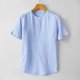 thumbnail image 3 of Camisas de Manga Corta de los Hombres de Verano Casual de Color Sólido de Cuello Redondo para el Hogar Y el Uso Diario, 3 of 4