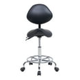 thumbnail image 2 of Saddle Stool Chair with Backrest Swivel Hydraulic Ergonomic Tilt Seat Chair with Wheels Footrest for Medical Hospital Clinic Dental-Black, 2 of 15