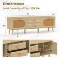 thumbnail image 3 of Costway Rattan TV Stand for 65-Inch TV 59" TV Console Cabinet Boho Entertainment Center, 3 of 12