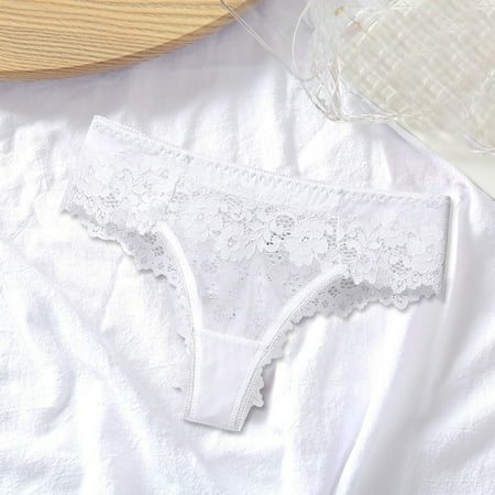 DondPO Womens Underwear Panties for Women Womens Sexy Thong Lace Panties Breathable Thong Panties Seamless Underwear Lingerie for Women Cotton Underwear White S