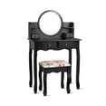 thumbnail image 2 of Kadyn Makeup Vanity Table Set Girls Dressing Table with Drawers Oval Mirror-Black, 2 of 10