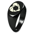 thumbnail image 1 of Sterling Silver Camera Shutter Heart Engraved Oval Flat Top Polished Ring, 1 of 1